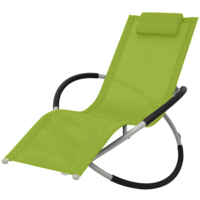 Șezlong geometric de exterior - verde - oțel