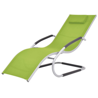 Șezlong cu pernă - verde - aluminiu și textilenă
