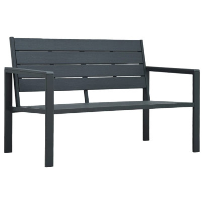 Bancă de grădină - gri - 120 cm - HDPE - aspect de lemn