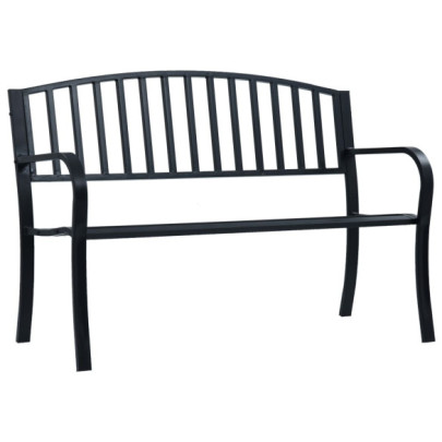 Bancă de grădină - negru - 125 cm - oțel