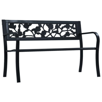 Bancă de grădină - negru - 125 cm - oțel