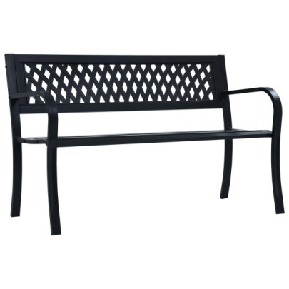 Bancă de grădină - negru - 125 cm - oțel