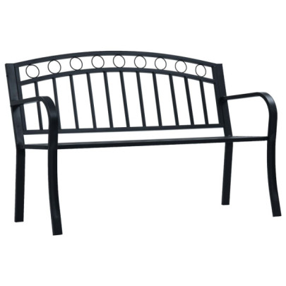 Bancă de grădină - negru - 125 cm - oțel