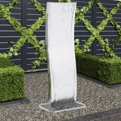Fântână de grădină cu pompă - 130 cm - oțel inoxidabil - curbat