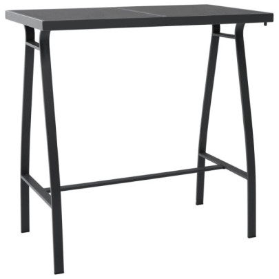 Masă de bar grădină - negru - 110x60x110 cm - sticlă securizată