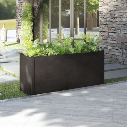 Jardinieră de grădină - negru - 150x50x70 cm - lemn masiv de pin