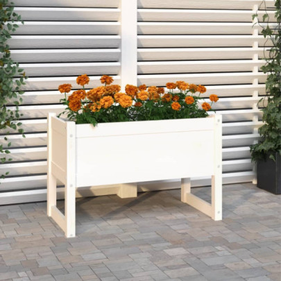 Jardinieră - alb - 78x40x52 cm - lemn masiv de pin
