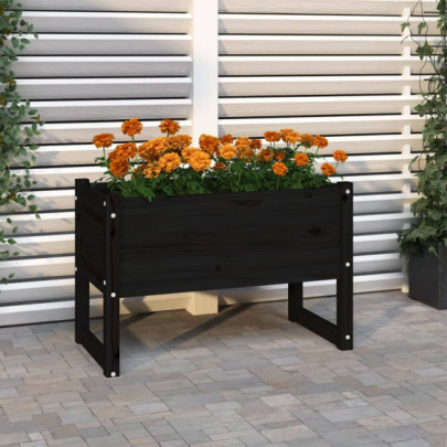 Jardinieră - Negru - 78x40x52 cm - lemn masiv de pin