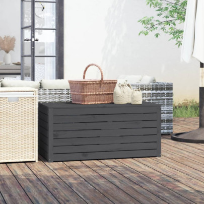 Ladă depozitare grădină - gri - 101x50,5x46,5cm - lemn masiv pin