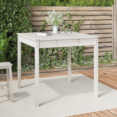 Măsuță de grădină - alb - 82,5x82,5x76 cm - lemn masiv de pin