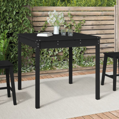 Măsuță de grădină - negru - 82,5x82,5x76 cm - lemn masiv de pin