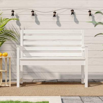 Bancă de grădină - alb - 109x48x91,5 cm - lemn masiv de pin
