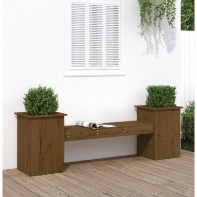 Banchetă cu jardiniere - maro miere - 184,5x39,5x56,5 cm