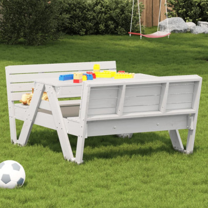 Masă de picnic pentru copii alb 88x122x58 cm - lemn masiv de pin