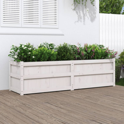 Jardinieră de grădină - alb - 180x50x50 cm - lemn masiv de pin