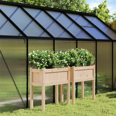 Jardiniere de grădină cu picioare - 2 buc. - lemn masiv de pin
