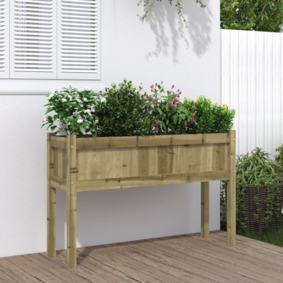 Jardinier de grădină cu picioare - 110x31x70 cm - lemn pin tratat