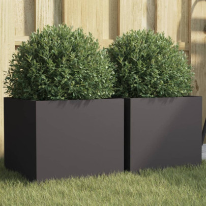 Jardiniere - 2 buc. - negru - 32x30x29 cm - oțel