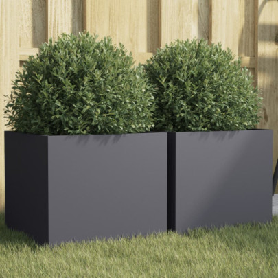 Jardiniere - 2 buc. - antracit - 32x30x29 cm - oțel