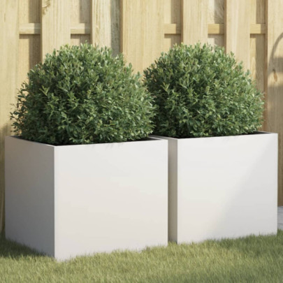 Jardiniere - 2 buc. - alb - 42x40x39 cm - oțel