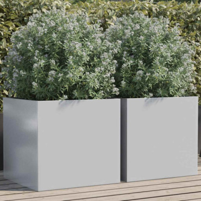 Jardiniere - 2 buc. - argintiu - 49x47x46 cm - oțel galvanizat