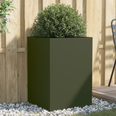 Jardinieră - verde măsliniu - 52x48x75 cm - oțel