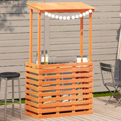 Masă bar de exterior cu acoperiș - 112,5x57x195,5 cm - lemn masiv