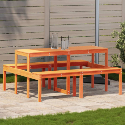 Masă de picnic - maro ceruit - 160x134x75 cm - lemn masiv de pin