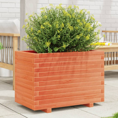Jardinieră grădină - maro ceruit - 70x40x49,5 cm - lemn masiv pin