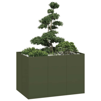 Jardinieră - verde măsliniu - 120x80x80 cm - oțel
