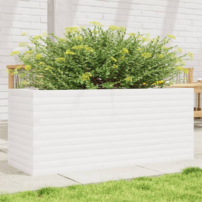 Jardinieră de grădină - alb - 110x40x46 cm - lemn masiv de pin