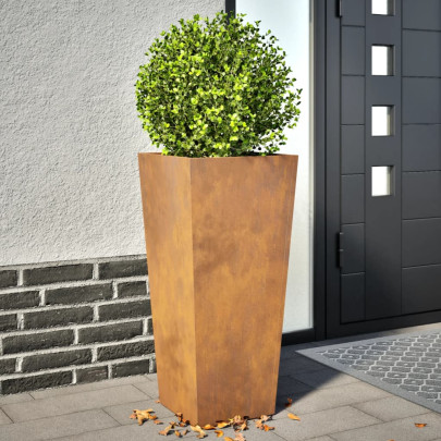 Jardiniere de grădină 2 buc 35x35x75 cm Oțel pentru intemperii