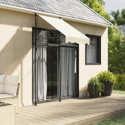 Copertină retractabilă - crem - 100x150 cm - țesătură și oțel