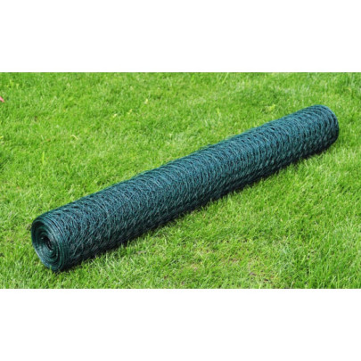 Plasă de sârmă găini - verde - 25 x 0,5 m - oțel galvanizat cu PVC