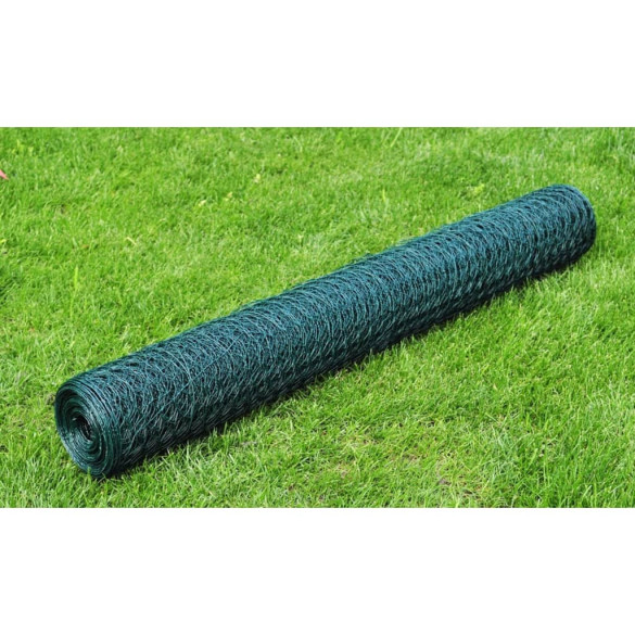 Plasă de sârmă găini - verde - 25 x 1 m - oțel galvanizat cu PVC