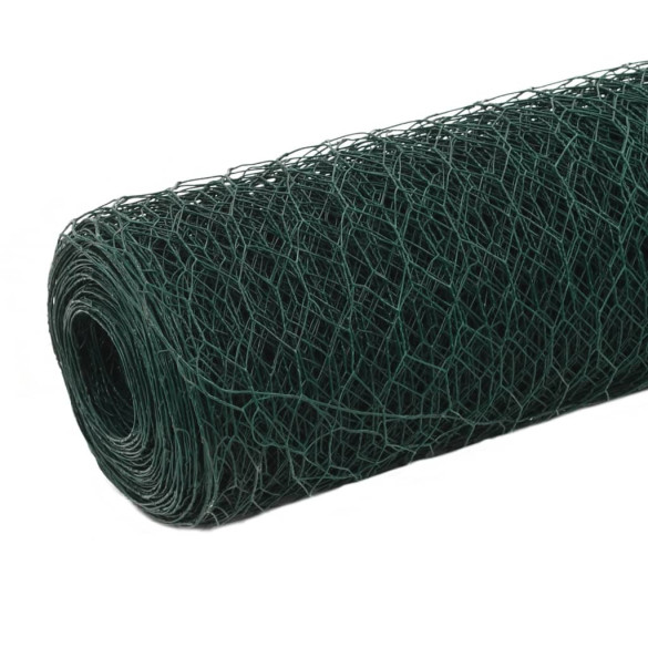 Plasă de sârmă găini - verde - 25 x 1,5 m - oțel cu înveliș PVC