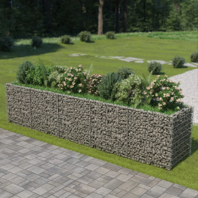 Strat înălțat gabion - 450 x 90 x 100 cm - oțel galvanizat