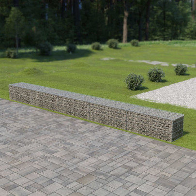 Gabion perete cu capace - 600 x 50 x 50 cm - oțel galvanizat