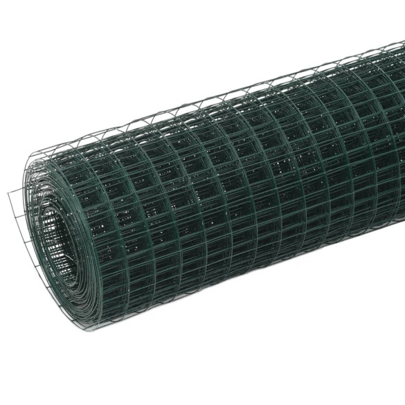 Plasă de sârmă găini - verde - 10 x 0,5 m - oțel cu înveliș PVC