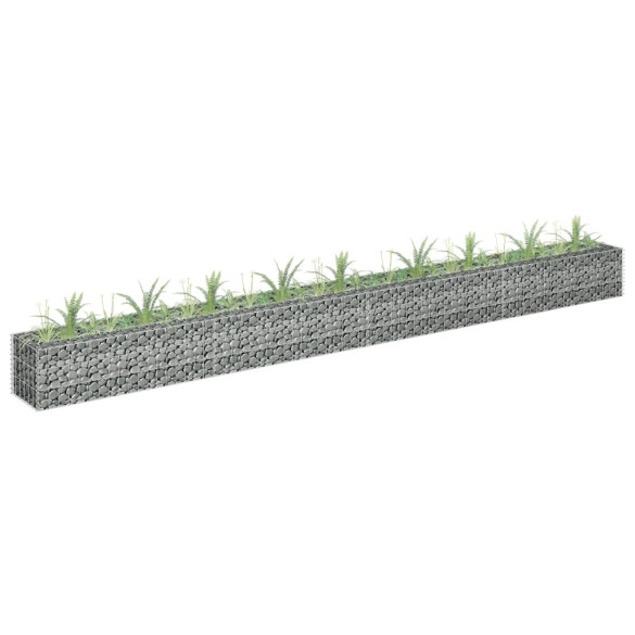 Strat înălțat gabion - 360 x 30 x 30 cm - oțel inoxidabil