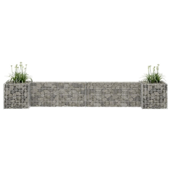 Jardinieră gabion în formă de H - 260 x 40 x 40 cm - sârmă oțel