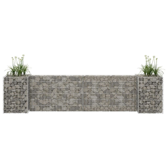 Jardinieră gabion în formă de H - sârmă oțel - 260 x 40 x 60 cm