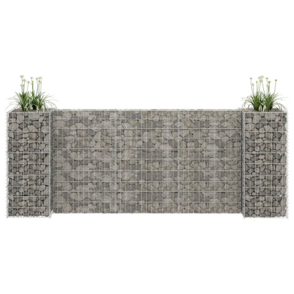 Jardinieră gabion în formă de H - 260 x 40 x 100 cm - sârmă oțel