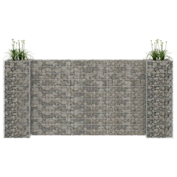 Jardinieră gabion în formă de H - sârmă oțel - 260 x 40 x 120 cm