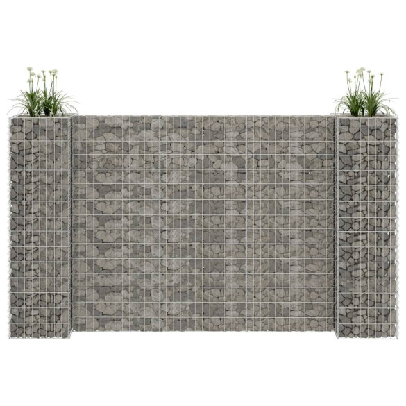 Jardinieră gabion în formă de H - sârmă oțel - 260 x 40 x 150 cm