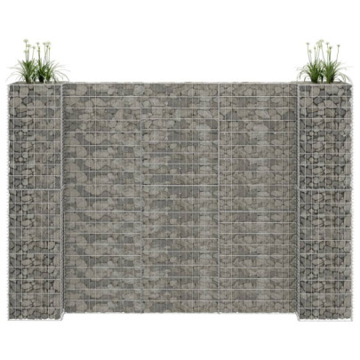 Jardinieră gabion în formă de H - 260 x 40 x 180 cm - sârmă oțel