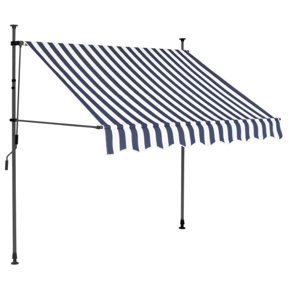 Copertină retractabilă manual cu LED - albastru & alb - 150 cm