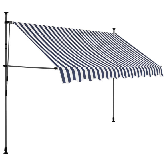 Copertină retractabilă manual cu LED - albastru & alb - 250 cm