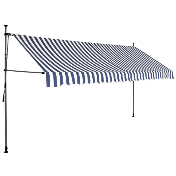 Copertină retractabilă manual cu LED - albastru & alb - 350 cm