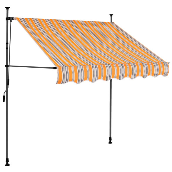 Copertină retractabilă manual cu LED - galben & albastru - 150 cm